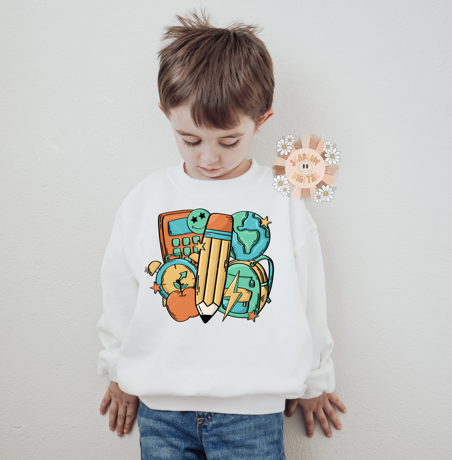 Retro School Doodles PNG-Back to School Sublimation Digital Design Download-pencil png, unisex school png design, apple png, teacher png