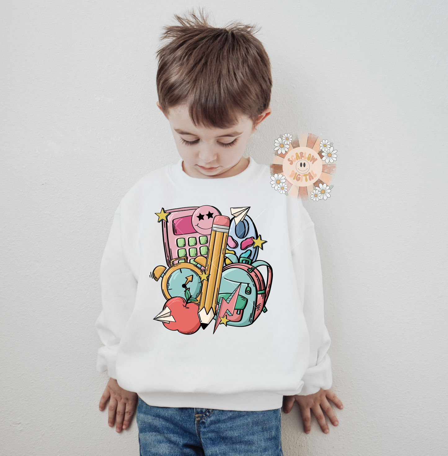 Retro School Doodles PNG-Back to School Sublimation Digital Design Download-pencil png, unisex school png design, apple png, teacher png