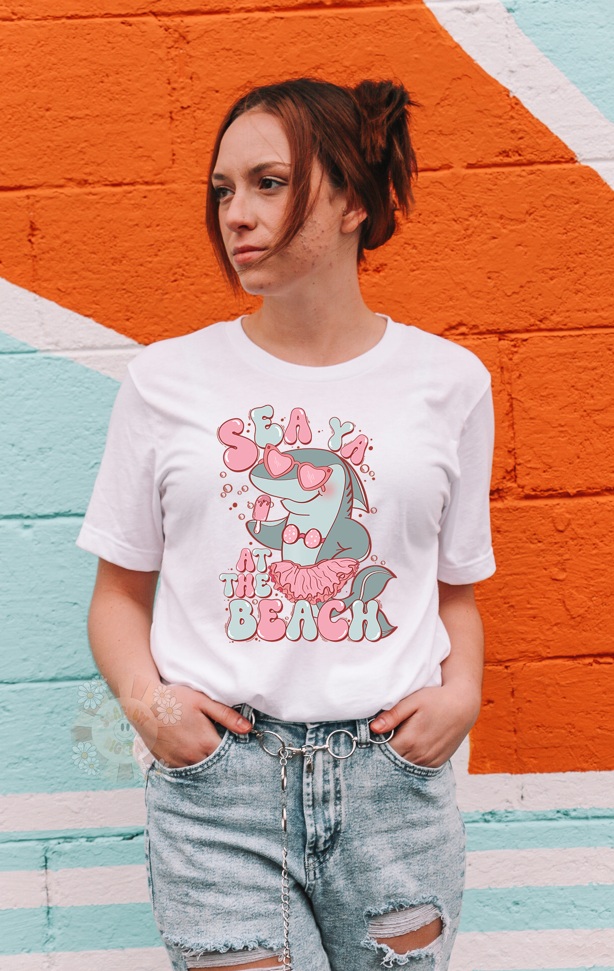 Sea Ya at the Beach PNG-Summertime Sublimation Digital Design Download-shark png, girl summer png, beachy png, sea life png, beach vibes png