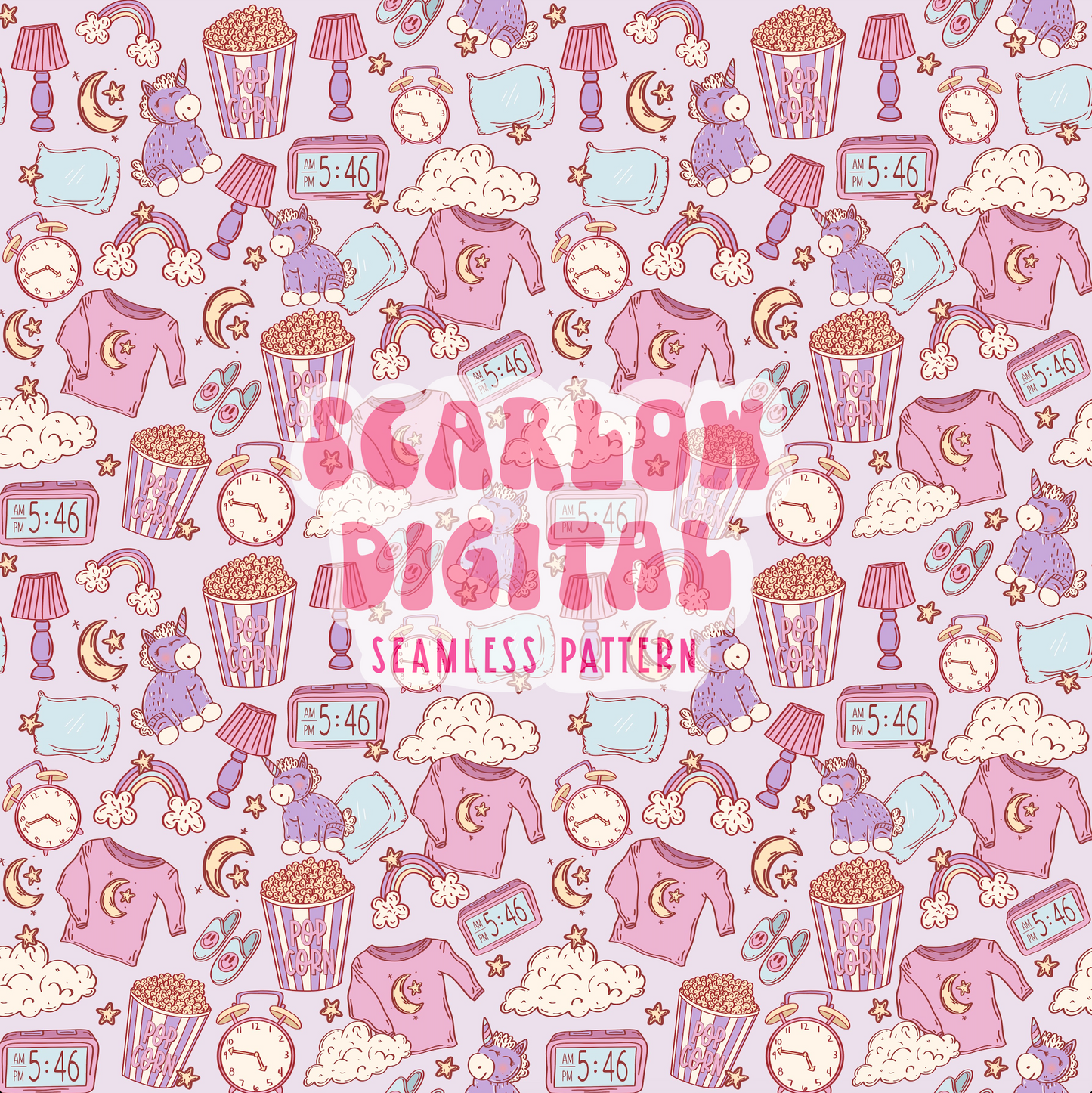 Slumber Party Seamless Pattern Sublimation Digital Design Download-girl seamless file, boho sublimation, newborn seamless, pajamas seamless