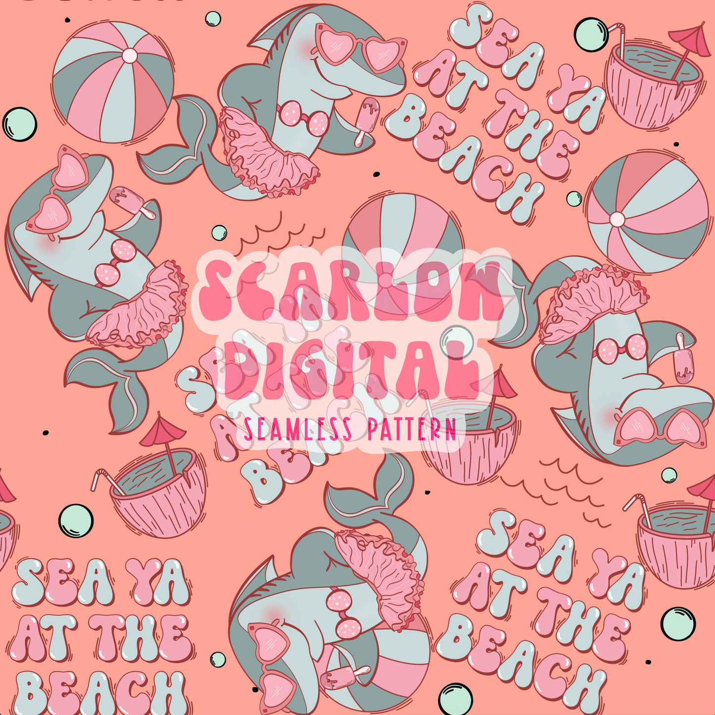 Sea Ya at the Beach Seamless Pattern