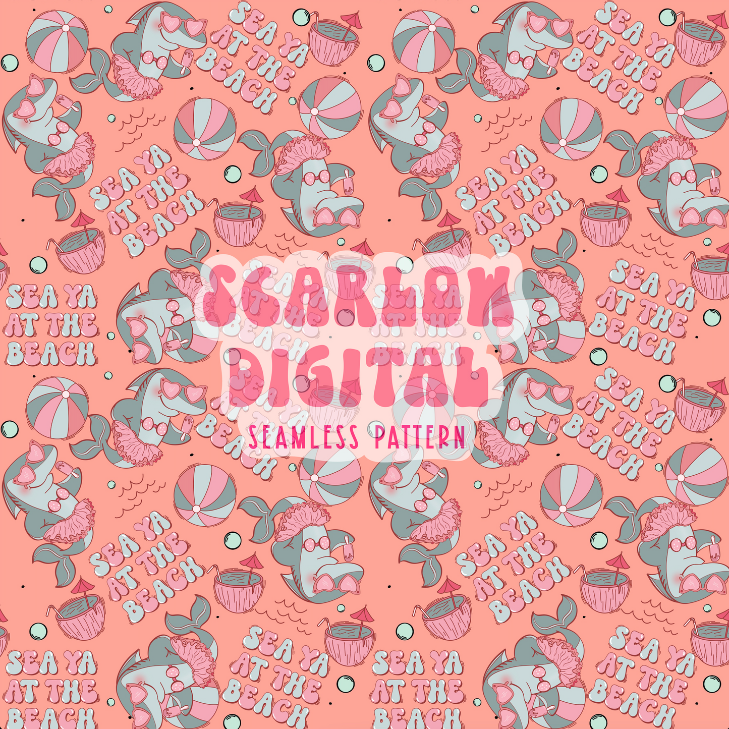 Sea Ya at the Beach Seamless Pattern