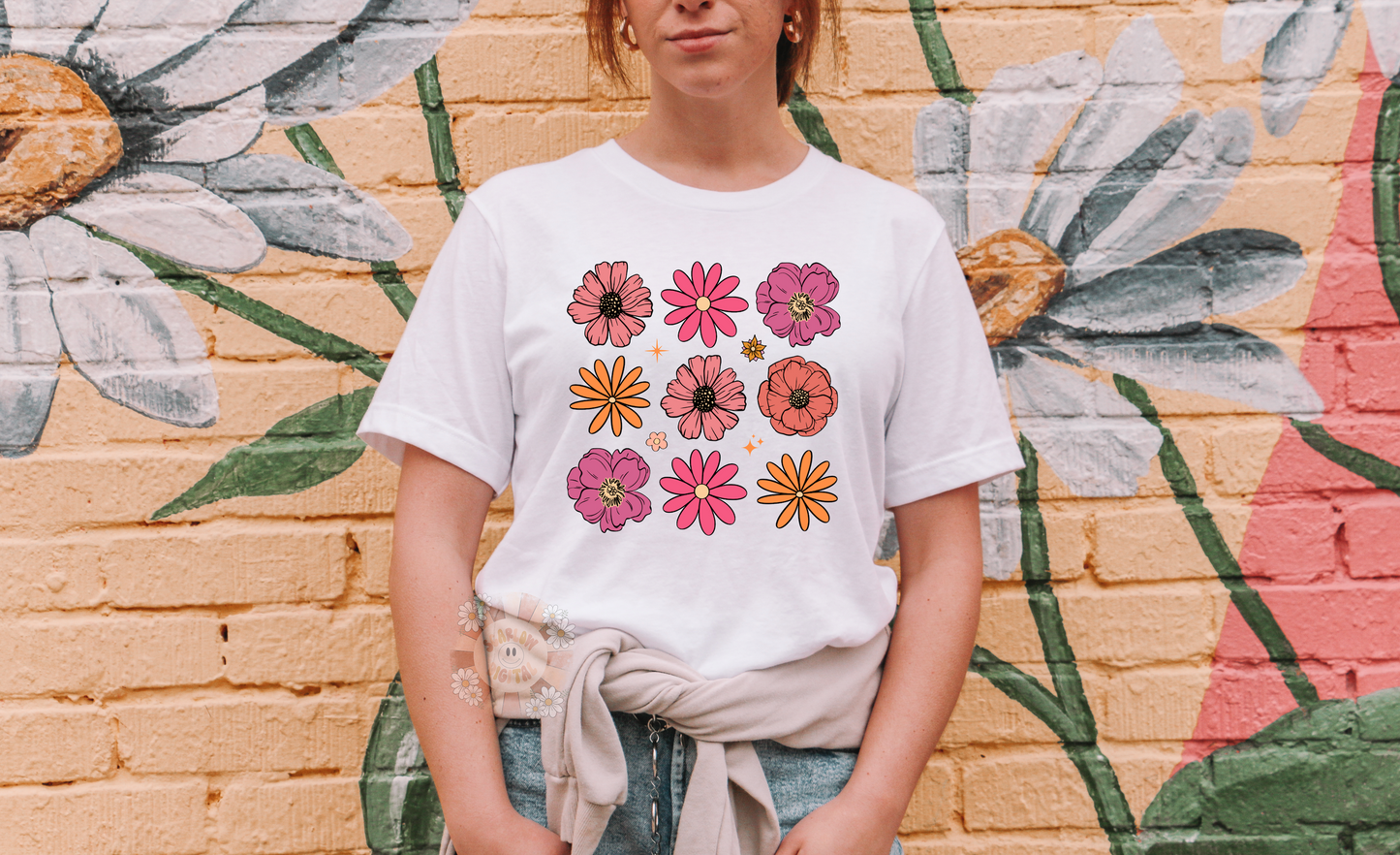 Flowers PNG-Spring Sublimation Digital Design Download-floral png, daisy png, girly png, stars png, summertime png, boho png, retro png