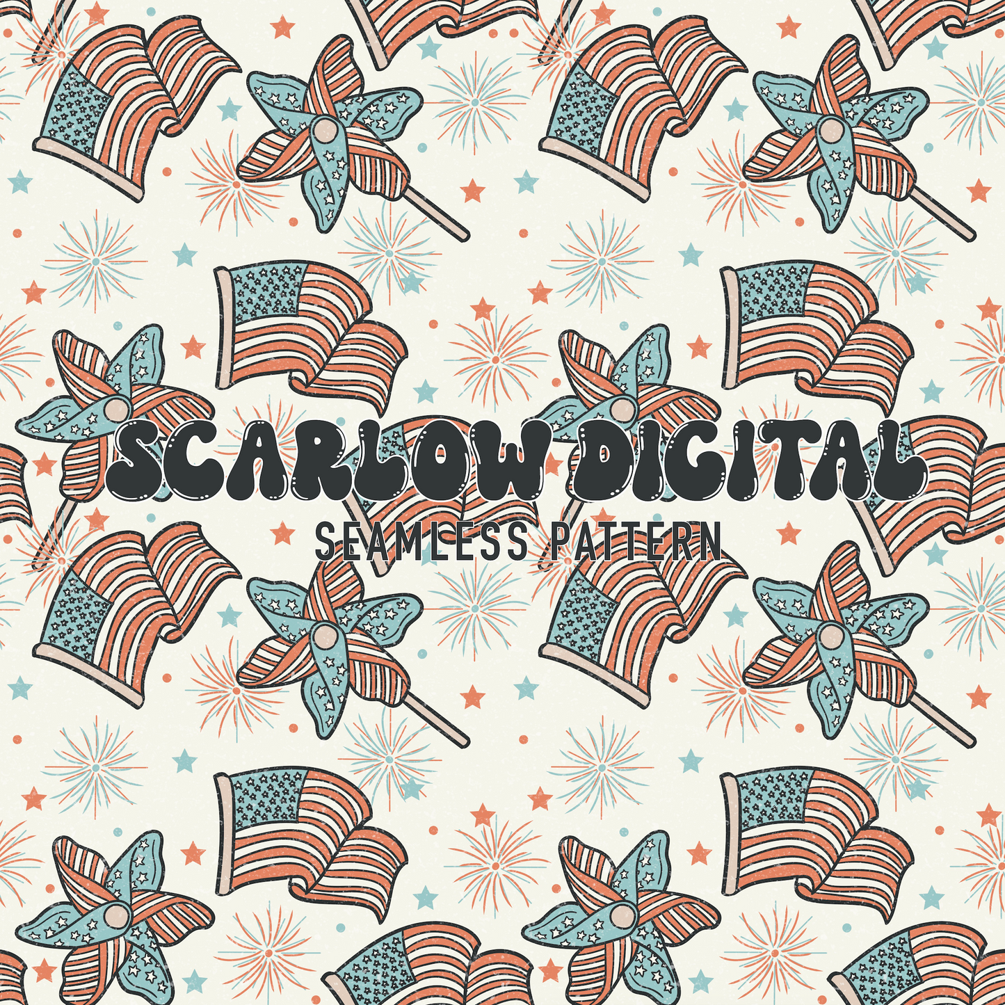 Fireworks Seamless Pattern-Fourth of July Sublimation Digital Design Download-patriotic seamless, american flag seamless, july 4th seamless