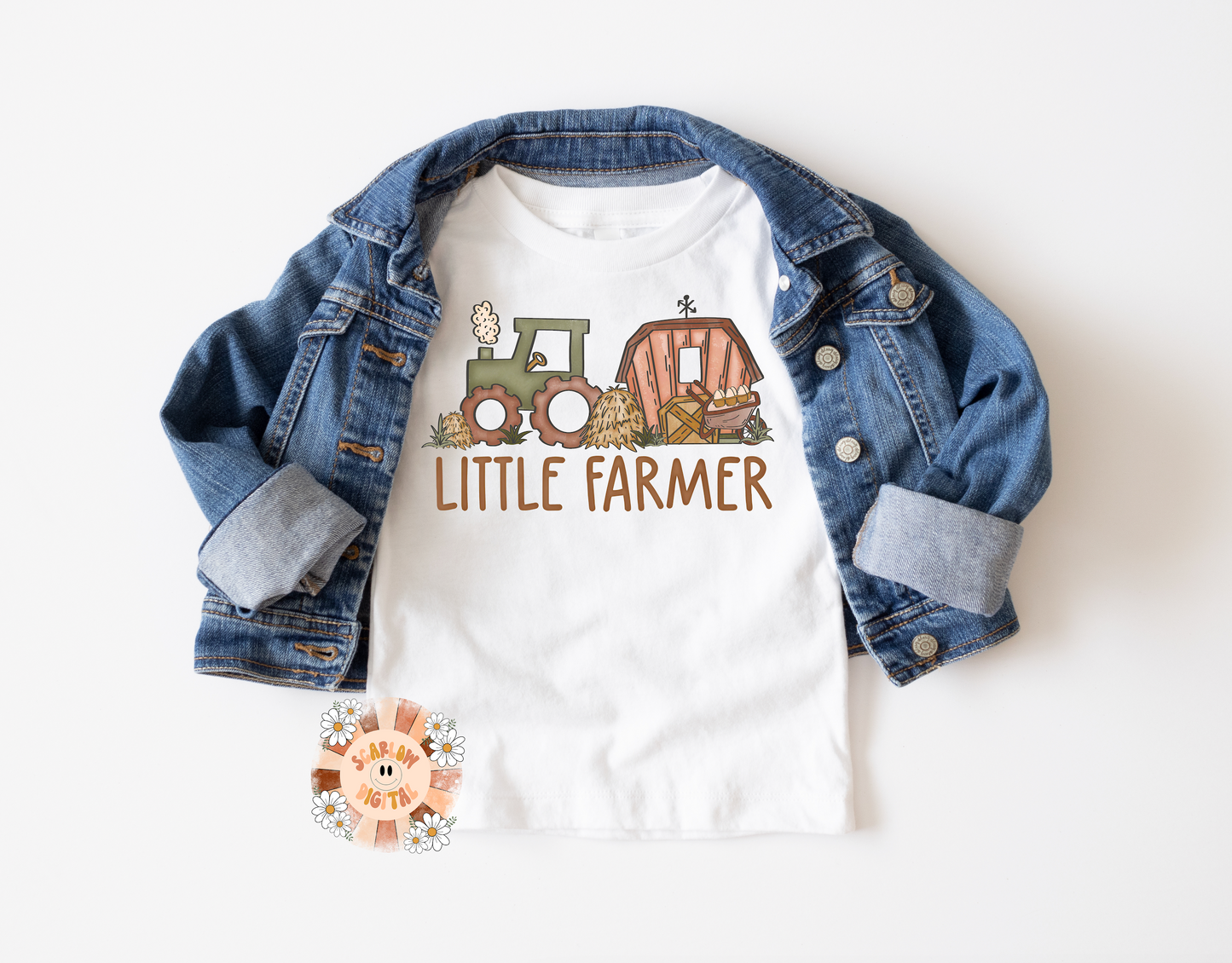 Little Farmer PNG-Tractor Sublimation Digital Design Download-barn png, boy png, little boy designs, western png designs, country boy png