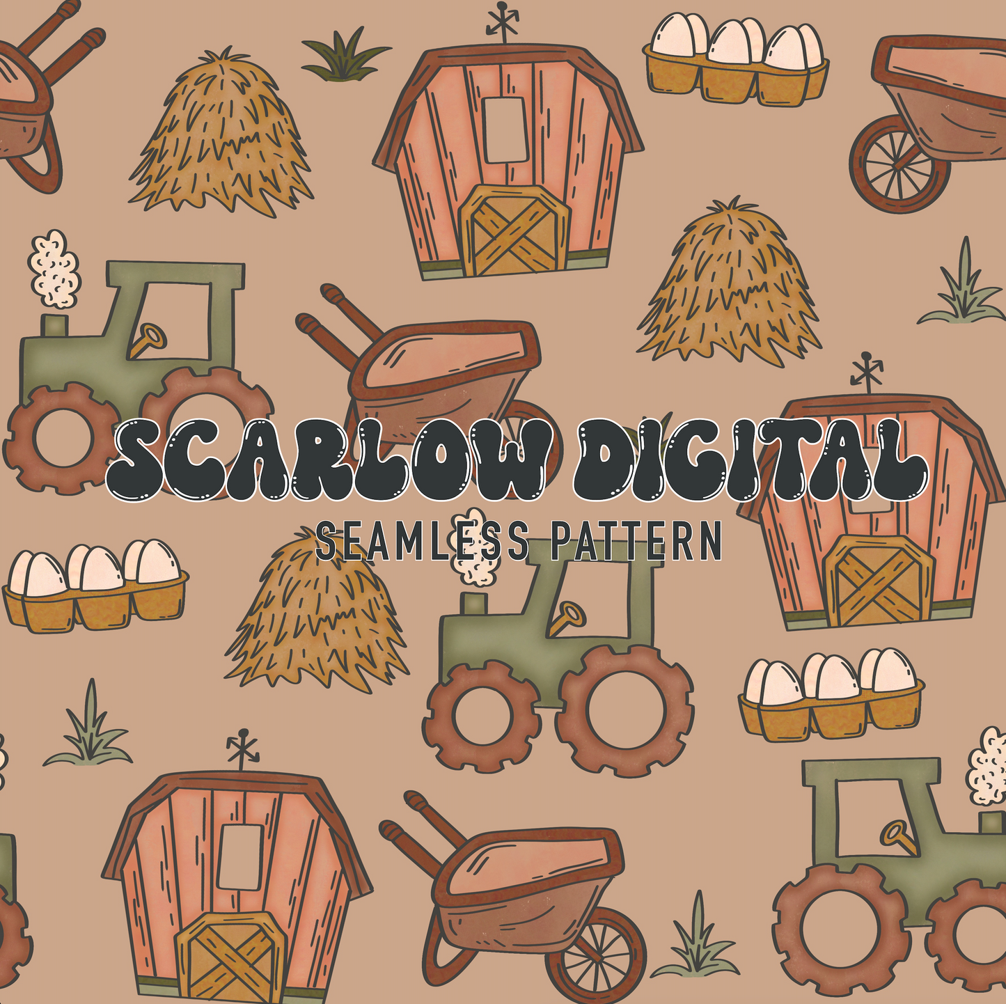 Farm Seamless Pattern-Country Digital Design