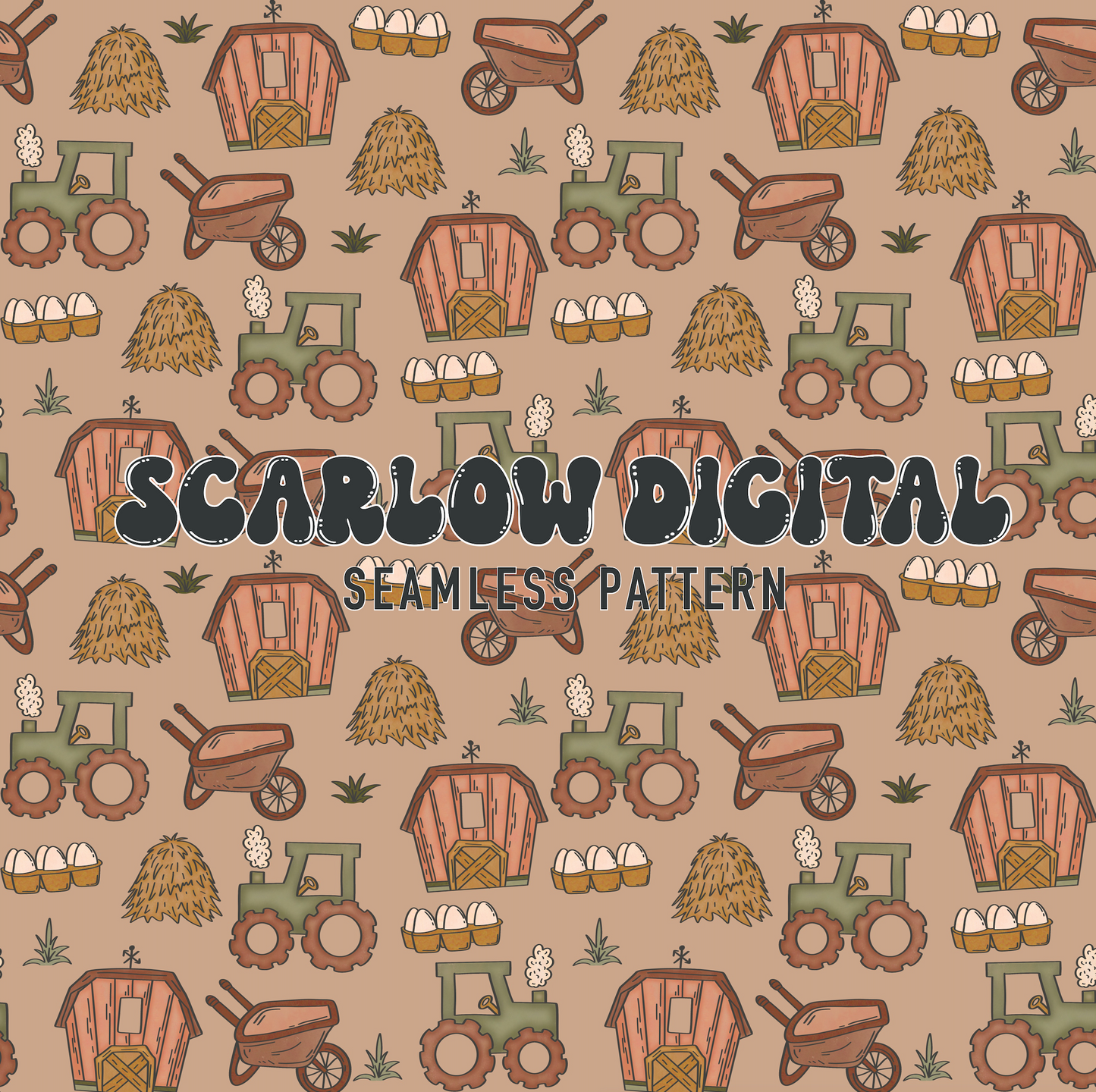 Farm Seamless Pattern-Country Digital Design