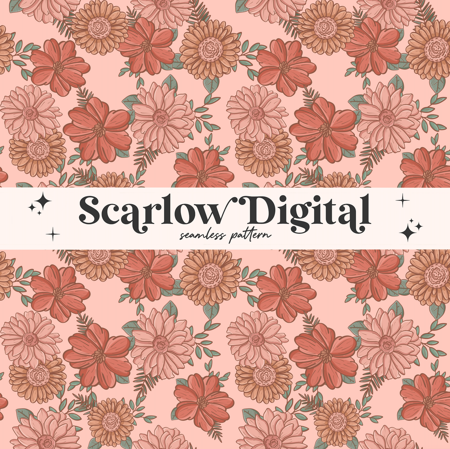 Floral Seamless Pattern-Vintage Sublimation Digital Design Download-flowers seamless pattern, boho seamless pattern, summer seamless pattern