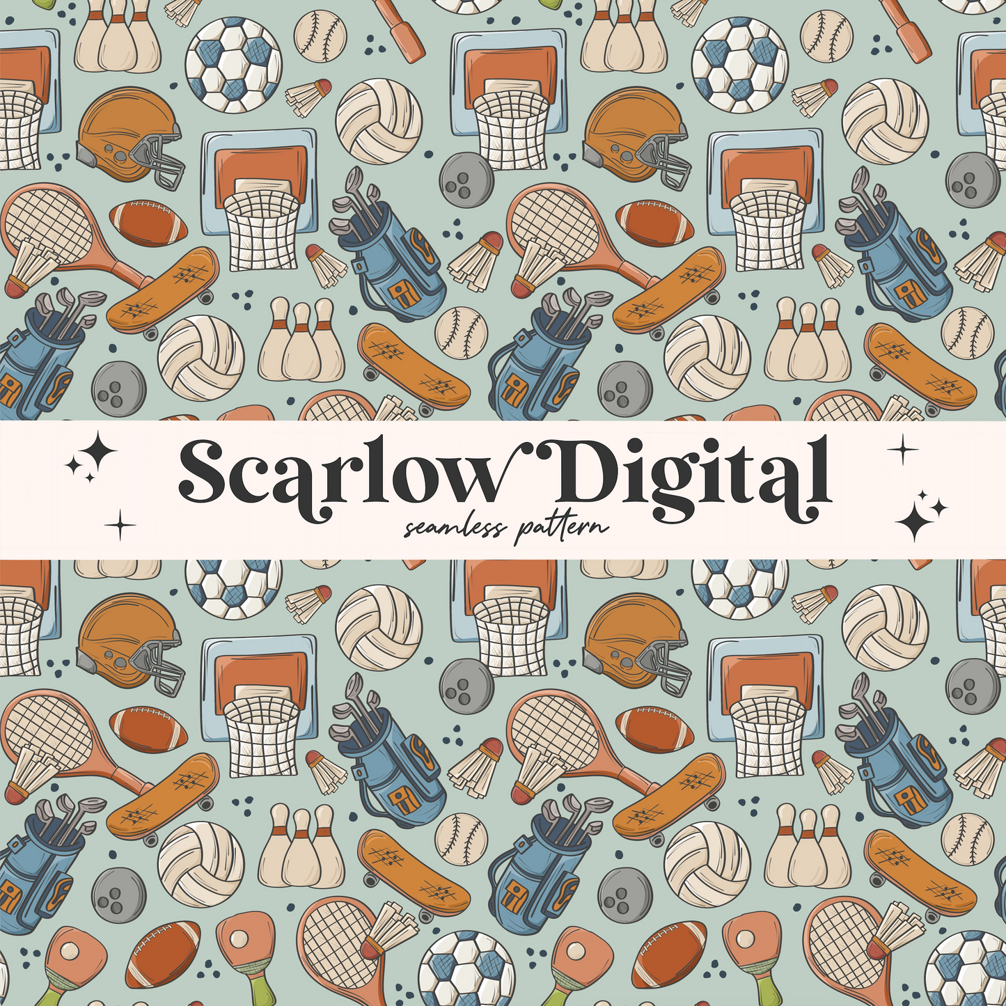 Sports Seamless Pattern-Boy Sublimation Digital Design Download-basketball seamless, golf seamless, football seamless, little boy designs