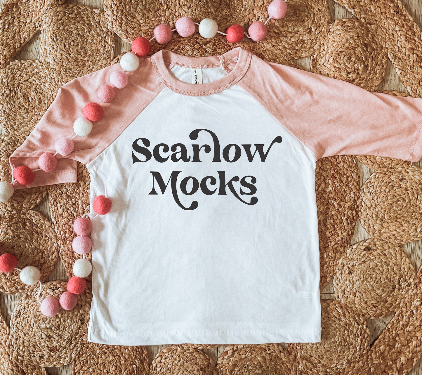 Kids Raglan T-Shirt Mockup-Bella Canvas 3200T-toddler shirt mockup, girls shirt mockup, kids tee mockup, tshirt mockup, boho mockup, simple mockup