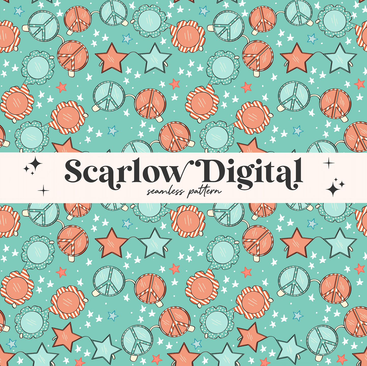 Patriotic Sunglasses Seamless Pattern