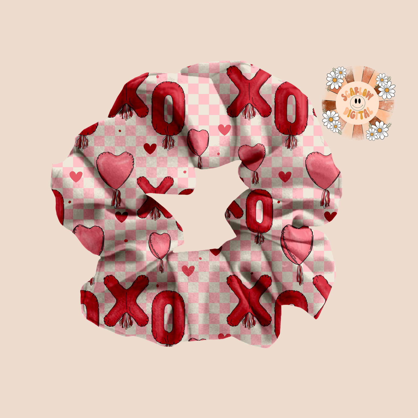 Xoxo Balloons Seamless Pattern-Valentine's Day Sublimation Digital Design Download-heart balloons seamless pattern, vday sublimation designs