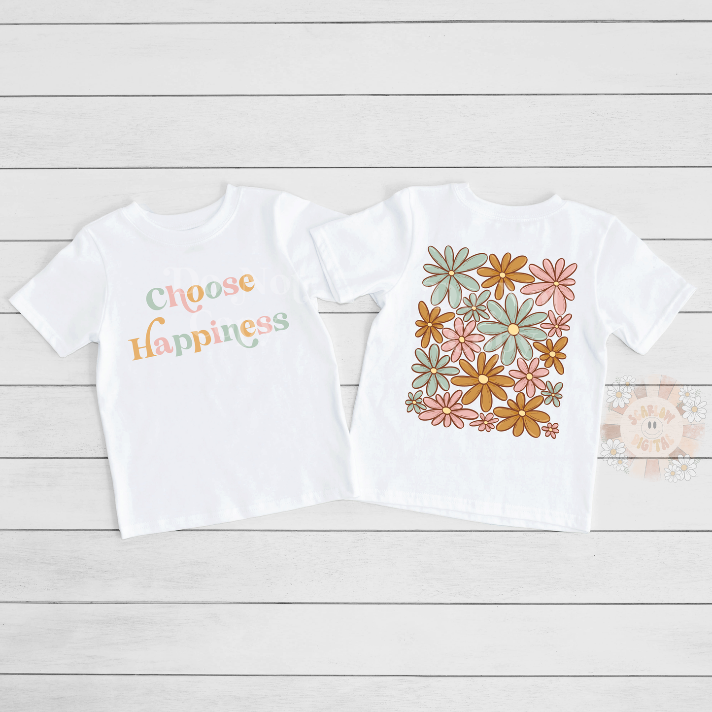 Choose Happiness Floral Front and Back PNG Bundle-Sublimation Digital Design Download-png bundles, sublimation bundle, flowers png design