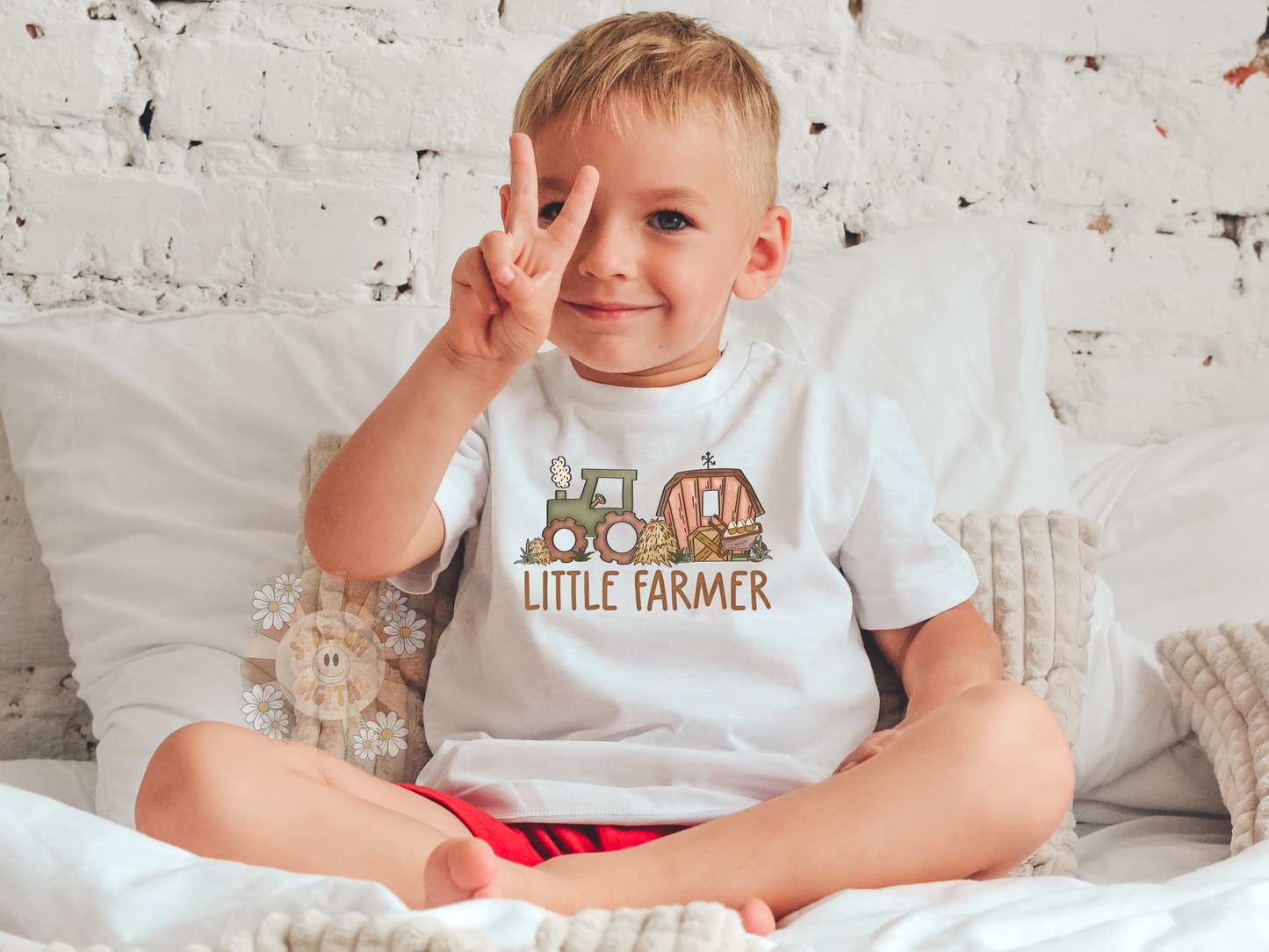 Little Farmer PNG-Tractor Sublimation Digital Design Download-barn png, boy png, little boy designs, western png designs, country boy png
