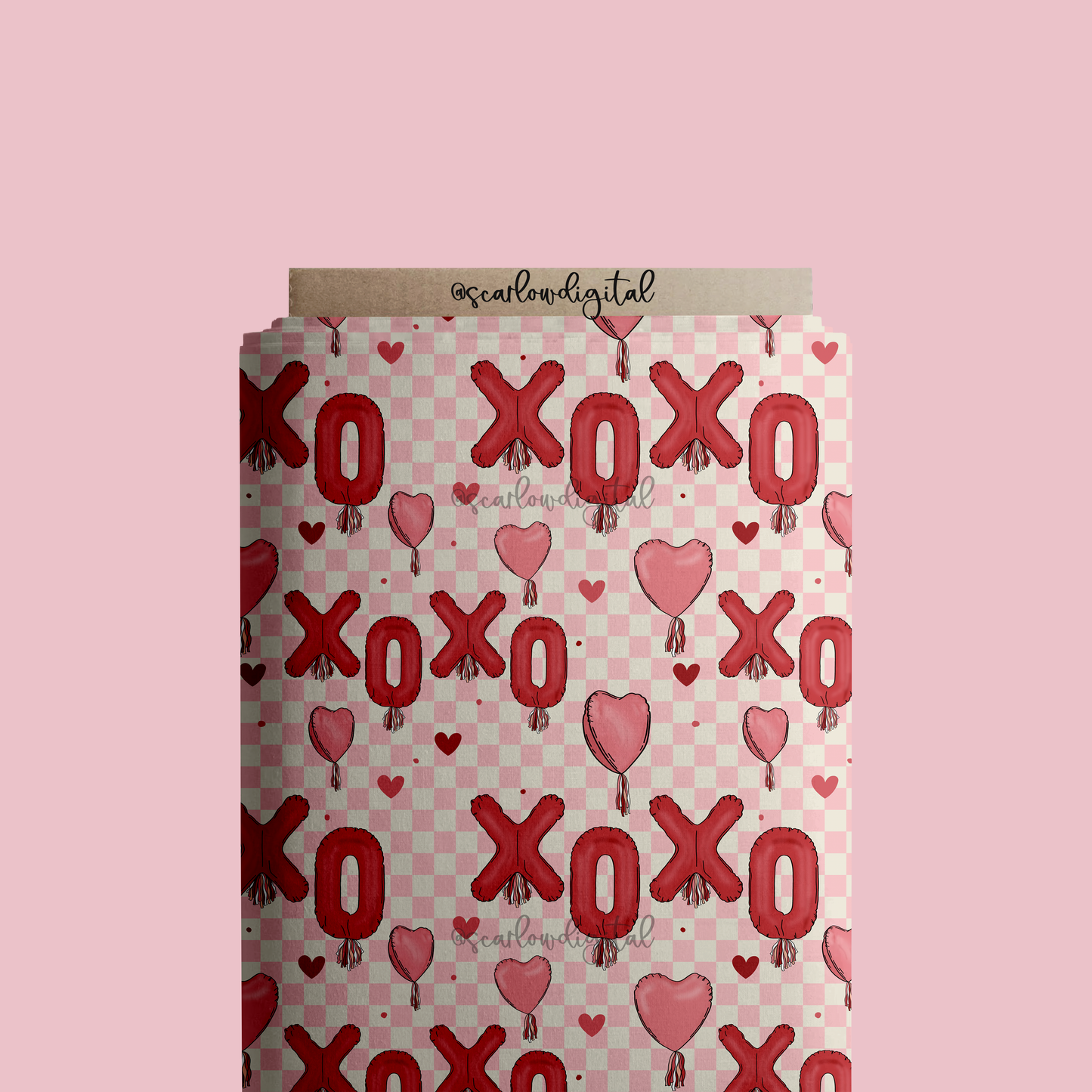 Xoxo Balloons Seamless Pattern-Valentine's Day Sublimation Digital Design Download-heart balloons seamless pattern, vday sublimation designs