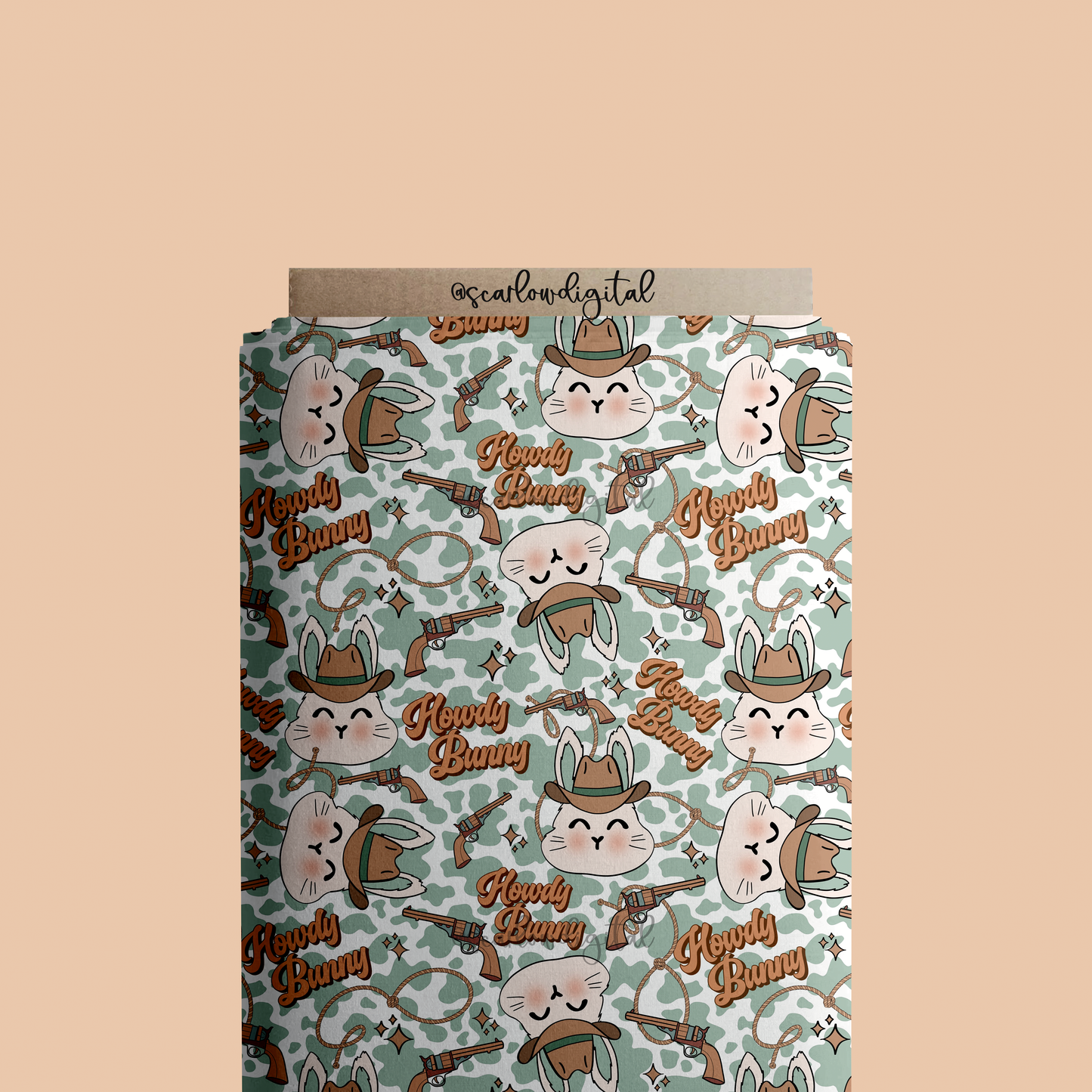 Howdy Bunny Seamless Pattern-Easter Sublimation Digital Design Download-western seamless pattern, cowboy seamless file, boy easter seamless