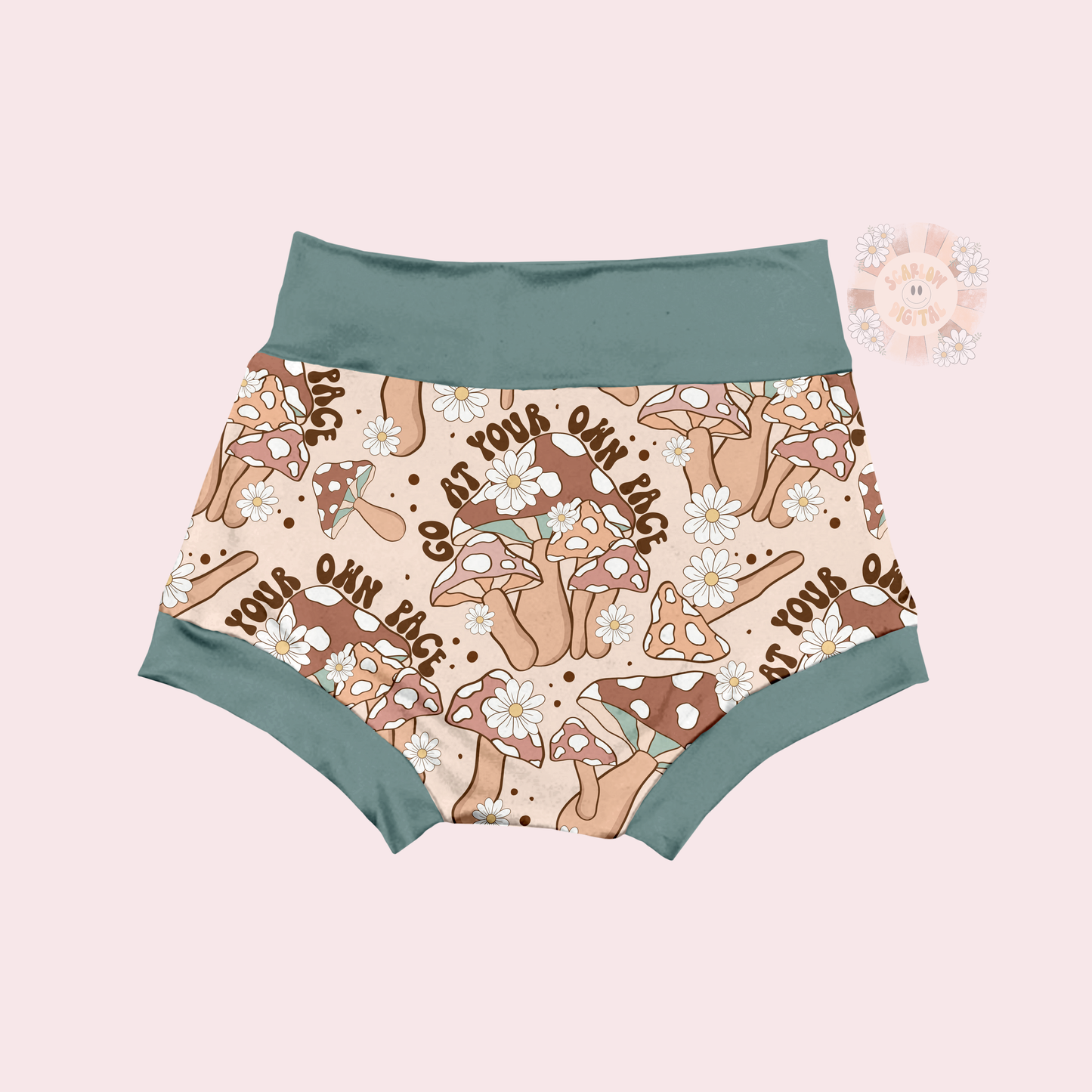 Go At Your Own Pace Seamless Pattern-Mushroom Sublimation Digital Design Download-summer seamless file, boho sublimation, retro seamless