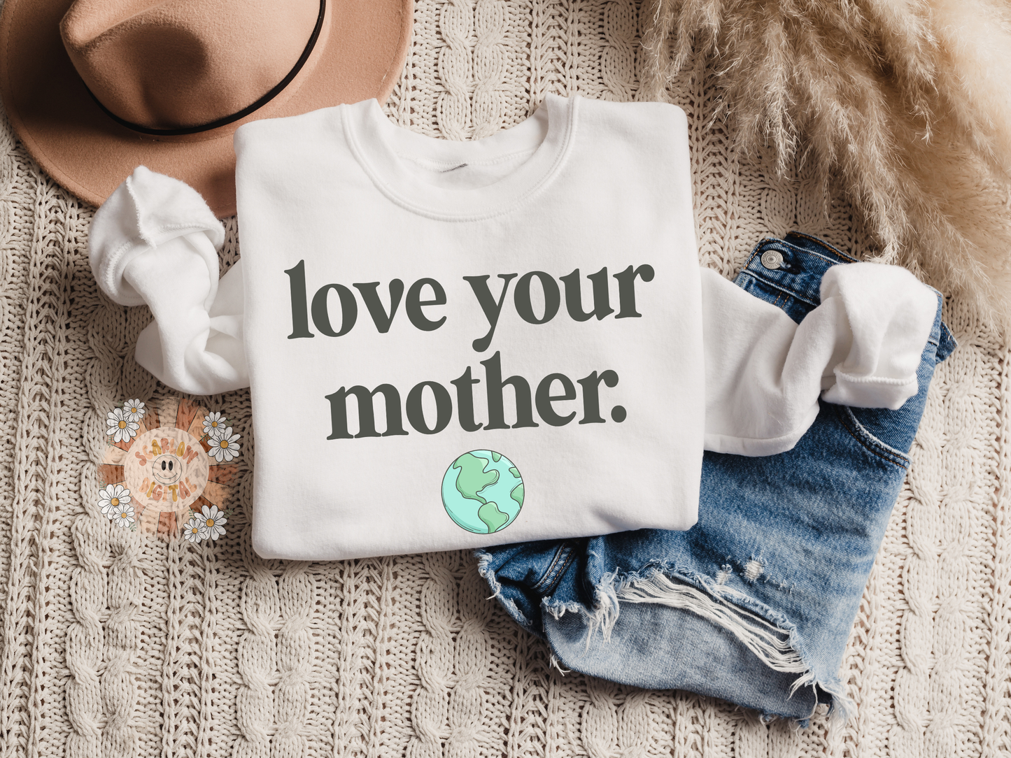 Love Your Mother PNG-Earth Day Sublimation Digital Design Download-planet earth png, mother earth png, recycle png, hippie png, trendy png