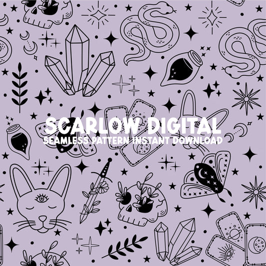 Witchcraft Seamless Pattern Halloween Sublimation Design Download, Halloween seamless, spooky digital paper, witchcraft seamless patterns