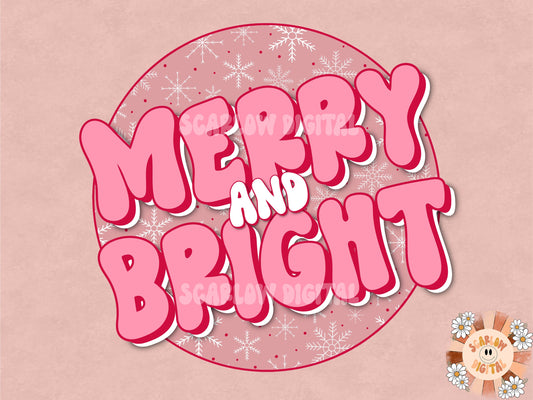 Merry and Bright PNG-Christmas Sublimation Design Download- santa claus png, christmas season png, candy cane png, christmas spirit png
