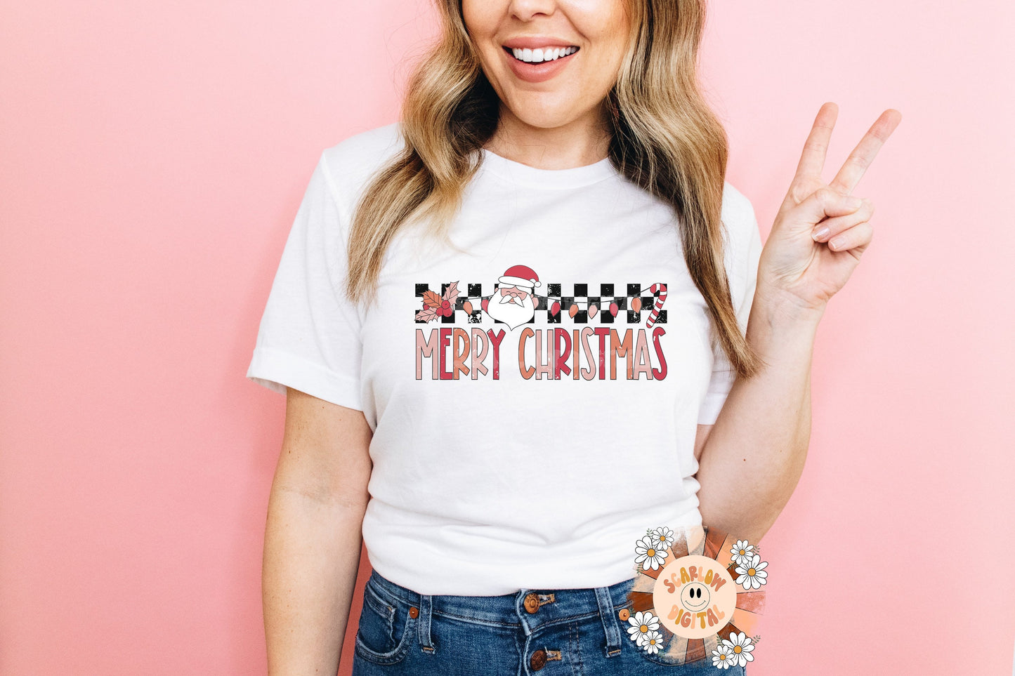 Merry Christmas PNG-Santa Sublimation Digital Design Download-Christmas lights png, Santa png, candy cane png, mistletoe png, rock xmas png