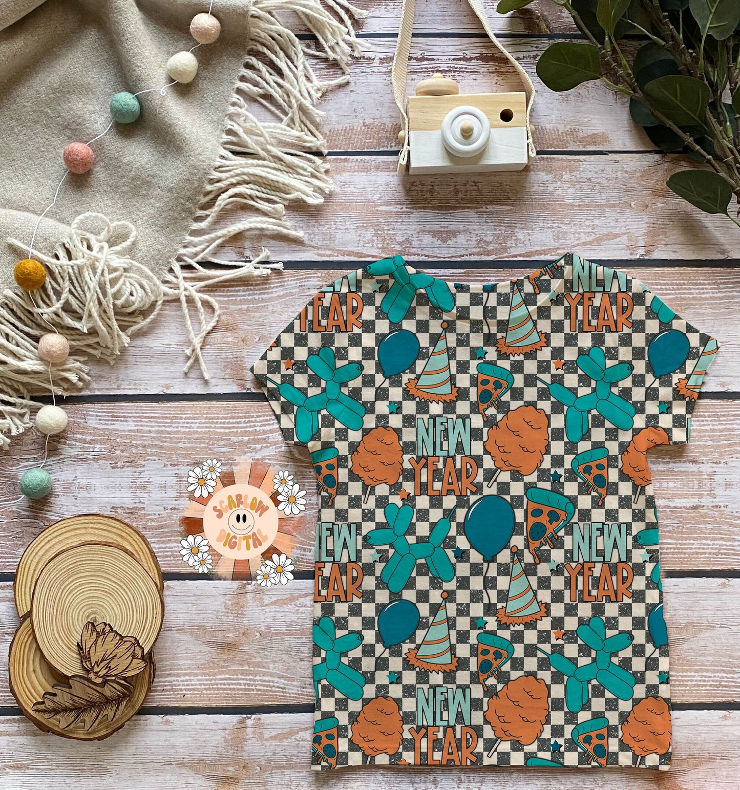 Boys New Year Seamless Pattern-2025 Sublimation Digital Design Download-new years eve sublimation, boy seamless pattern, retro sublimation