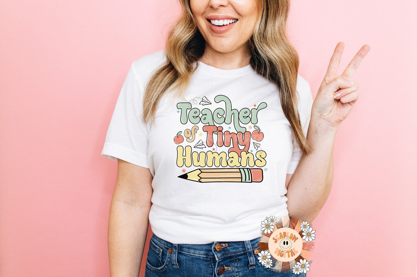 Teacher of Tiny Humans PNG-Back to School Sublimation Digital Design Download-teacher png, back to school png, boho teacher png, educate png
