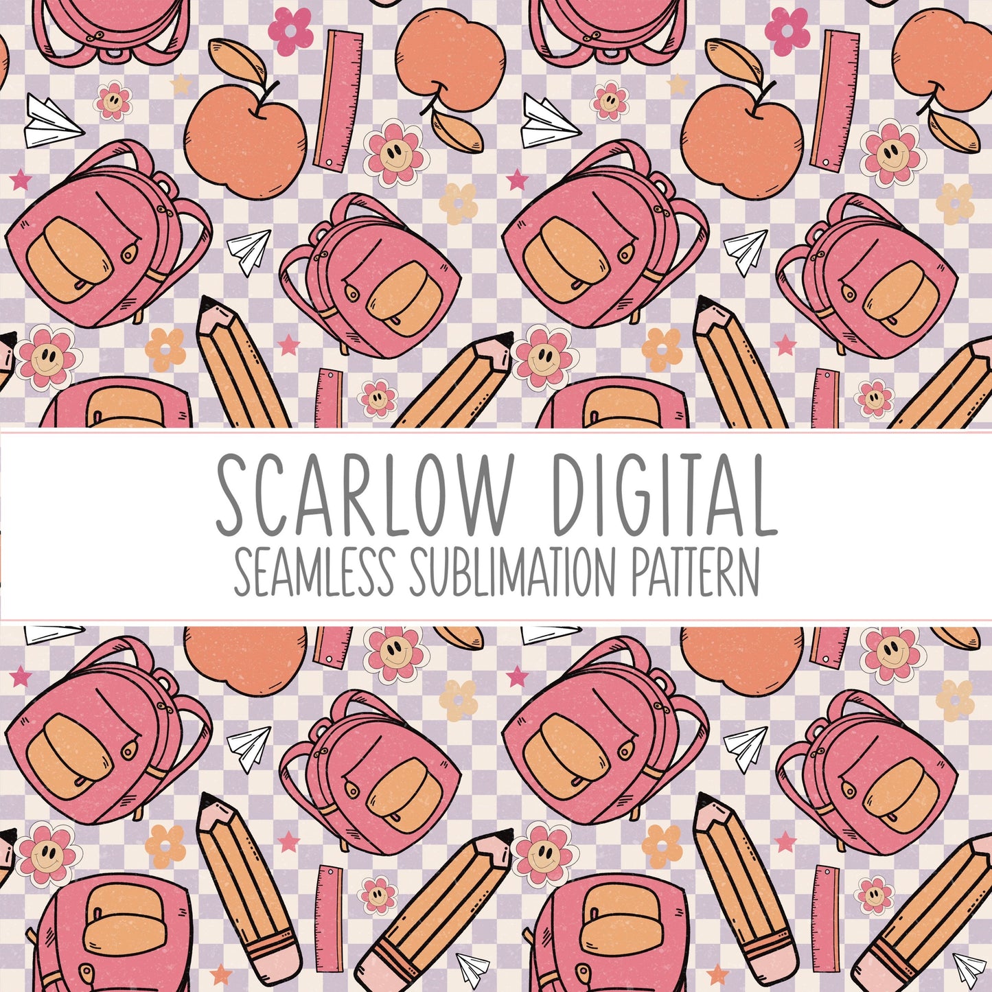 Back to School Seamless Pattern-Girly Sublimation Digital Design Download-back to school sublimation, retro seamless pattern, boho designs