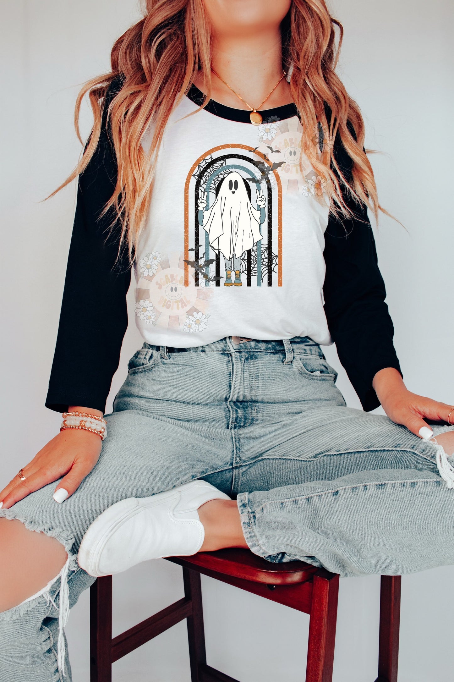 Retro Ghost PNG-Halloween Sublimation Digital Design Download-ghost sublimation, spooky png, fall sublimation, retro sublimation, fall png