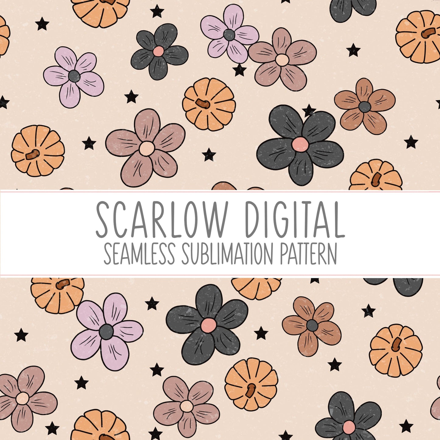 Fall Seamless Pattern-Floral Sublimation Digital Design Download-pumpkin seamless pattern, fall sublimation designs, boho seamless pattern