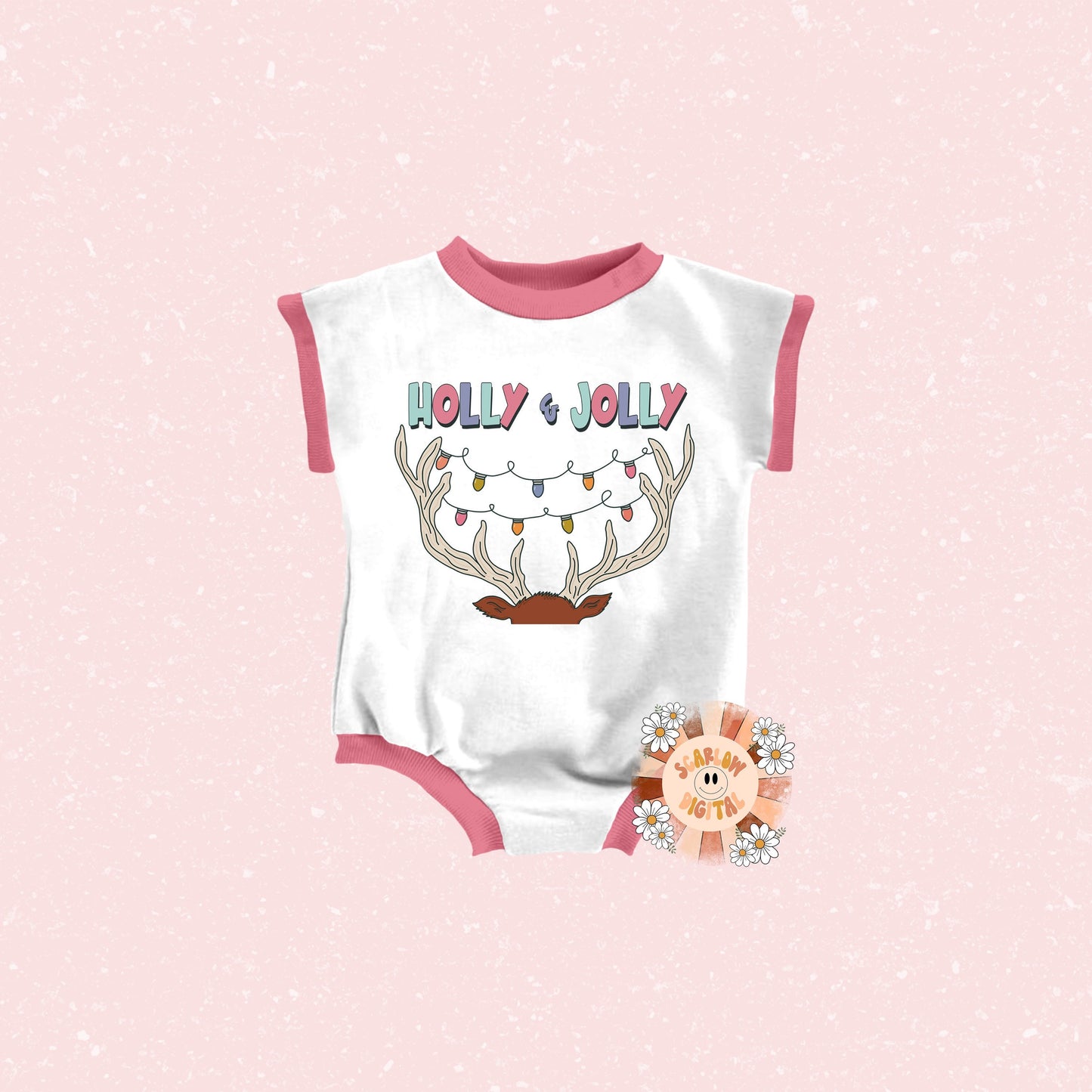 Holly and Jolly PNG-Christmas Sublimation Digital Design Download-Christmas lights png, reindeer antlers png, girly Christmas png designs