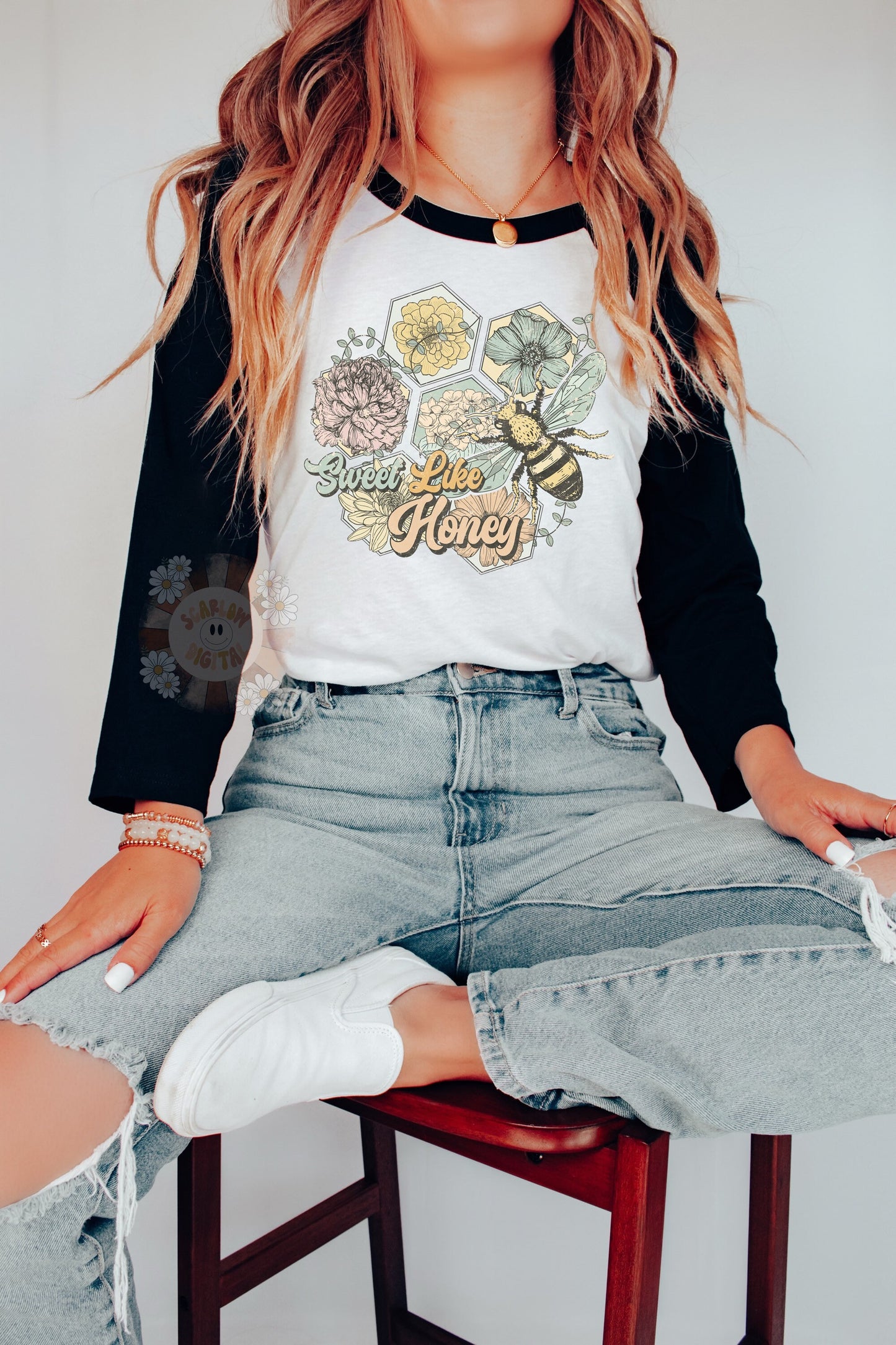Sweet Like Honey PNG-Floral Sublimation Digital Design Download-honey bee png, flowers png, spring png design, summer png, honeycomb png