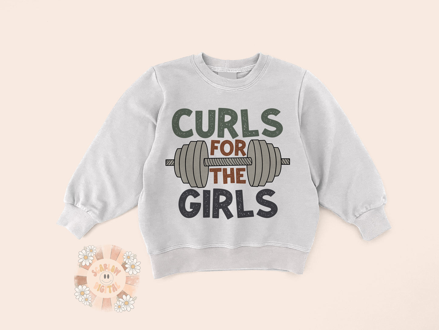 Curls For The Girls PNG-Boy Sublimation Digital Design Download-gym buddy png, little boy png, Valentines Day png, barbell png, gym png