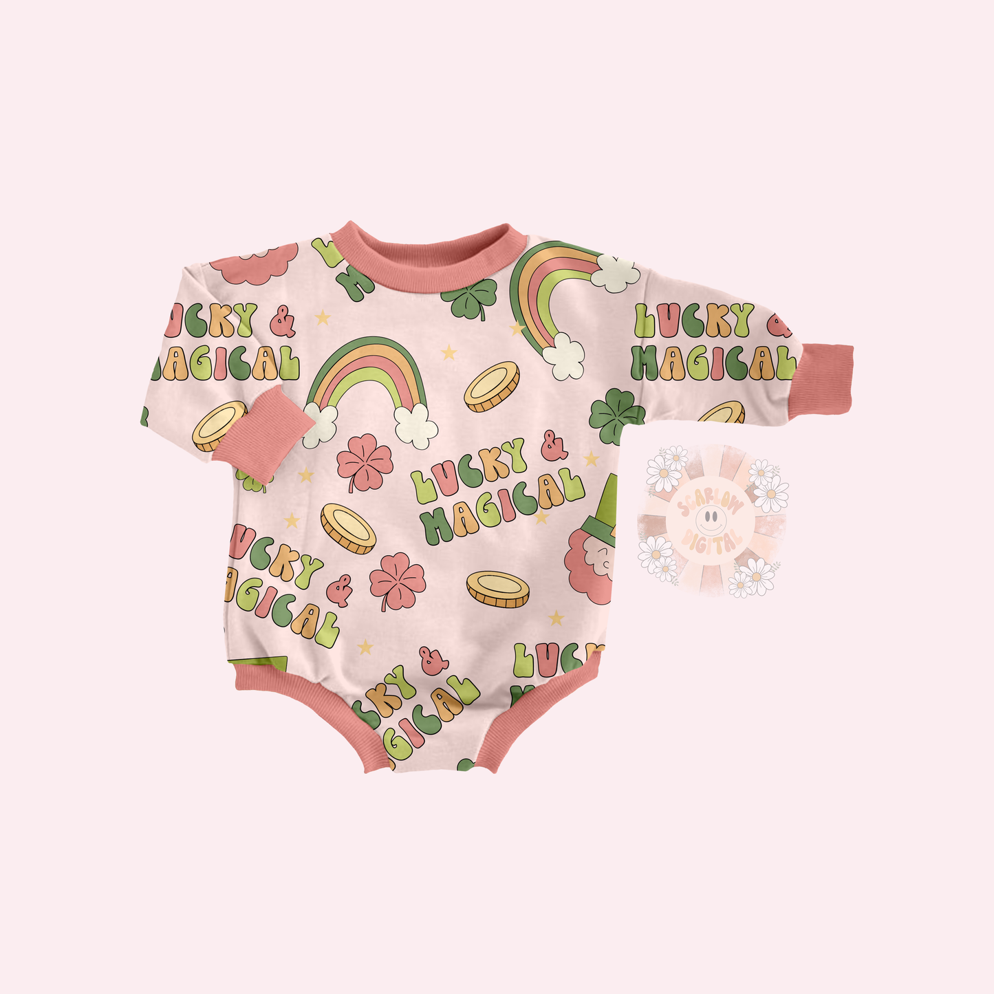 Lucky and Magical Seamless Pattern-Saint Patrick’s Day Sublimation Digital Design Download-leprechaun seamless file, rainbow seamless file