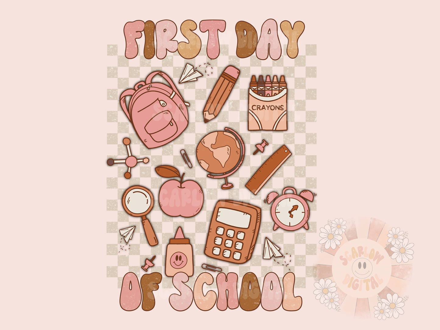 First Day of School PNG-Girl Back to School Sublimation Digital Design Download- first day girl png, floral png, school doodles png design