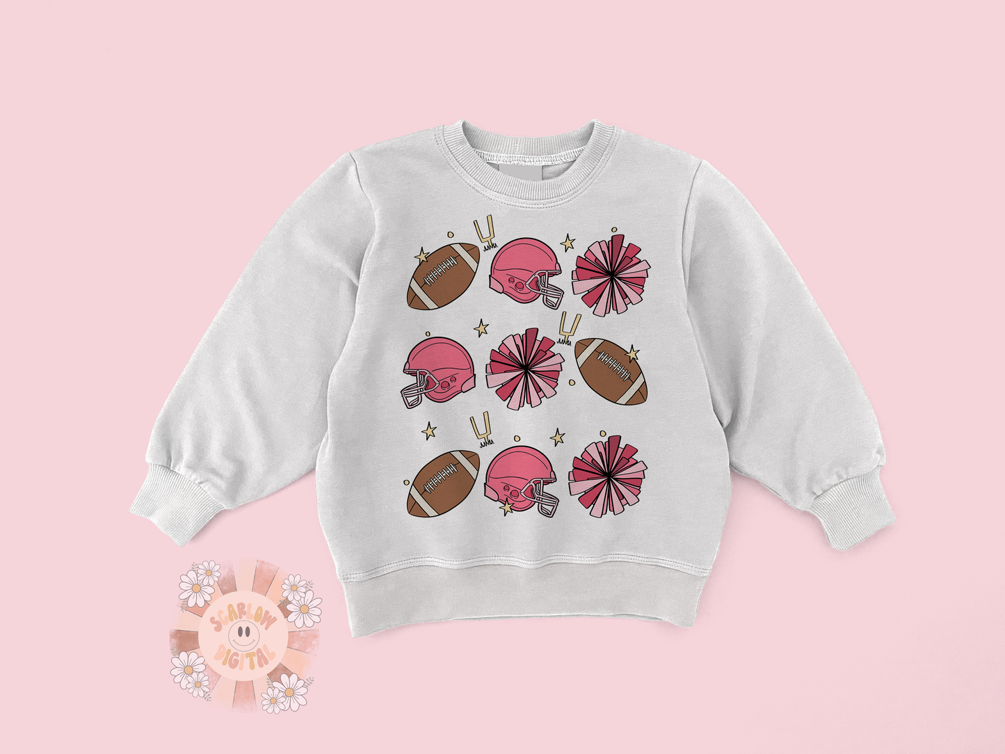 Pink Football Game Doodles PNG Sublimation Digital Design Download-football Sunday png, halftime png, bowl game png, football png for girls