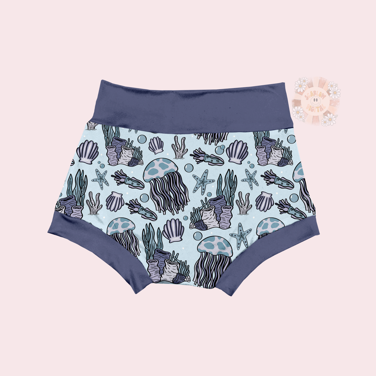 Underwater Seamless Pattern-Sea Life Sublimation Digital Design Download-jelly fish seamless file, sea shell seamless file, summer seamless