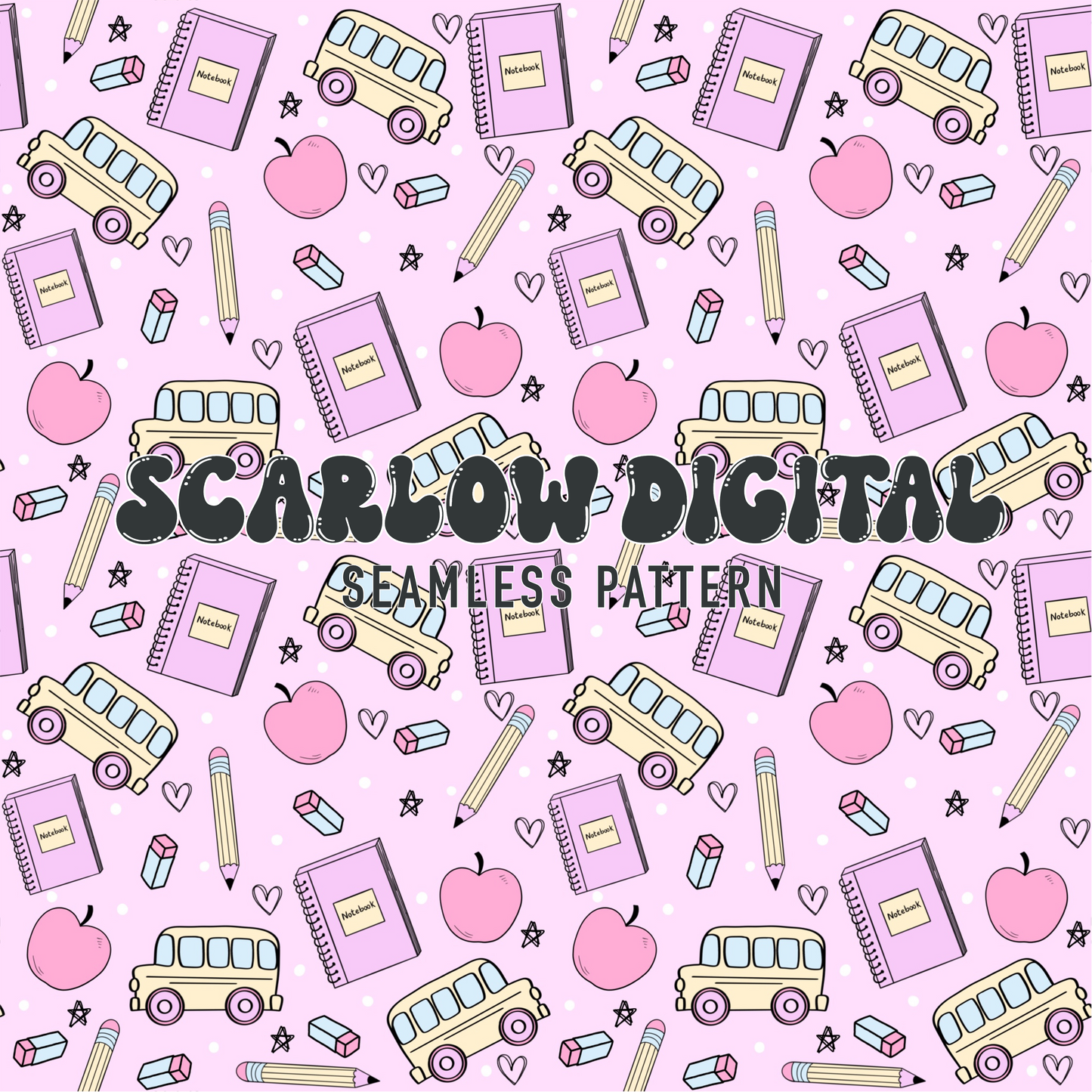 Back to School Seamless Pattern Digital Design