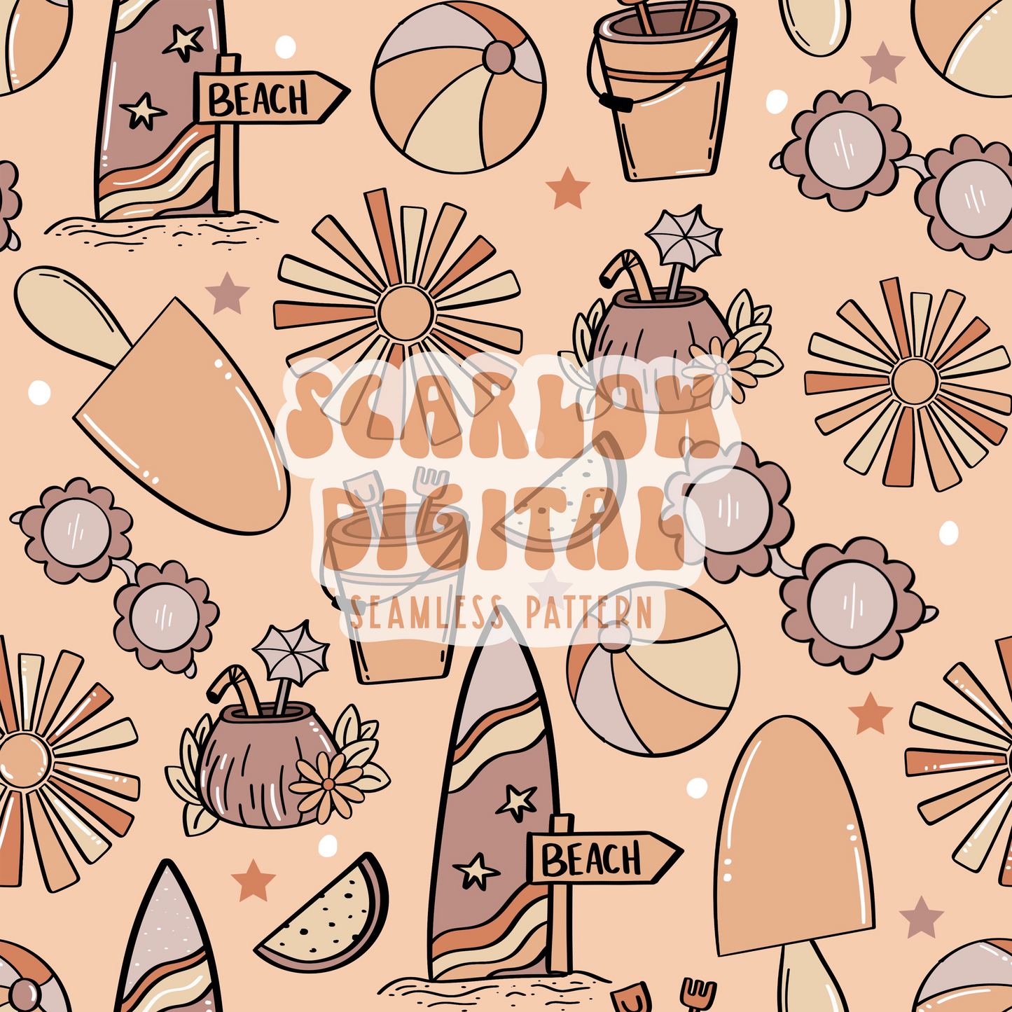 Summer Doodles Seamless Pattern