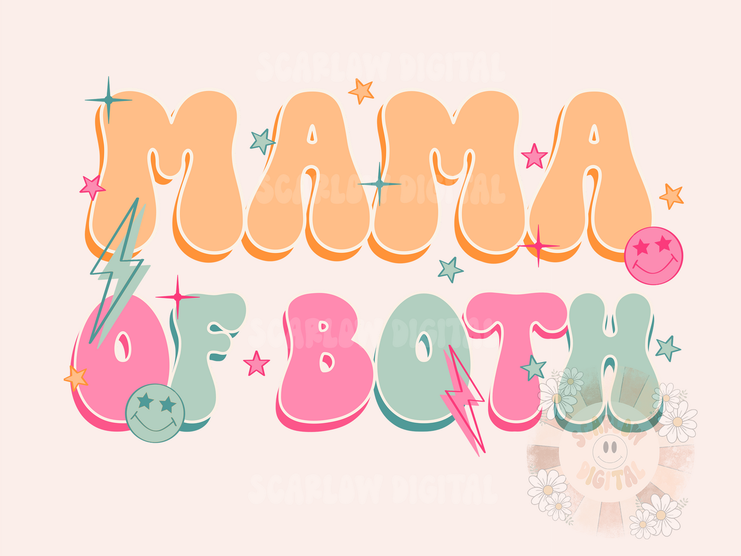 Mama of Both PNG Sublimation Digital Design Download-boy mama png, girl mama png, mommy png, Mother’s Day png, stars png, lightening png