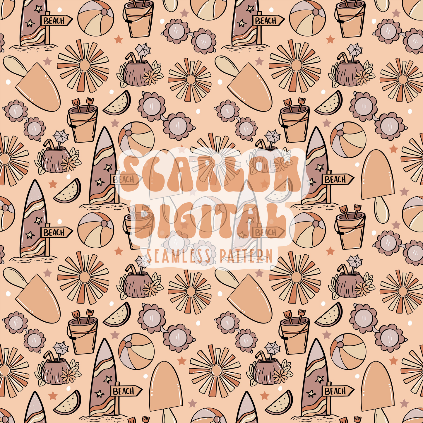 Summer Doodles Seamless Pattern