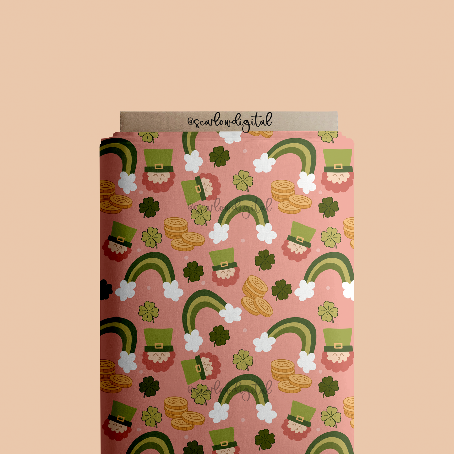 Lucky Leprechaun Seamless Pattern-Saint Patrick’s Day Sublimation Digital Design Download-leprechaun seamless file, rainbow seamless file