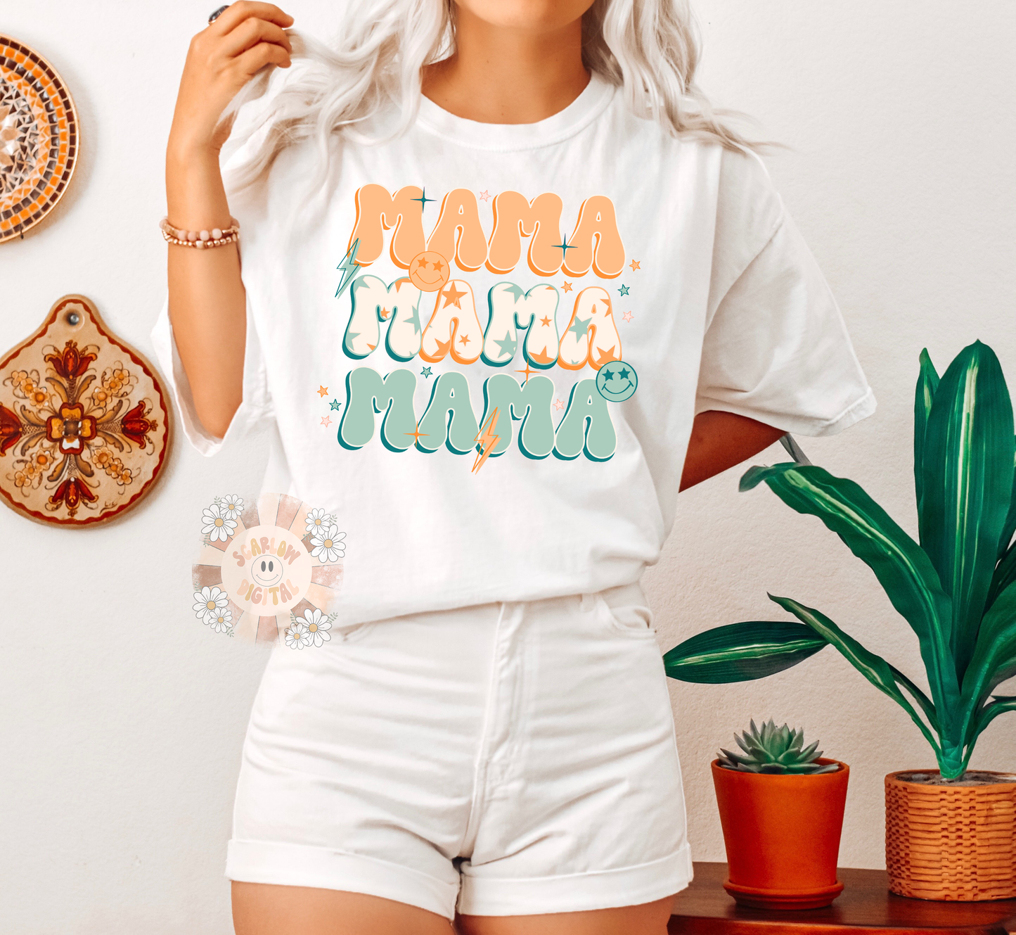 Retro Mama PNG Sublimation Digital Design