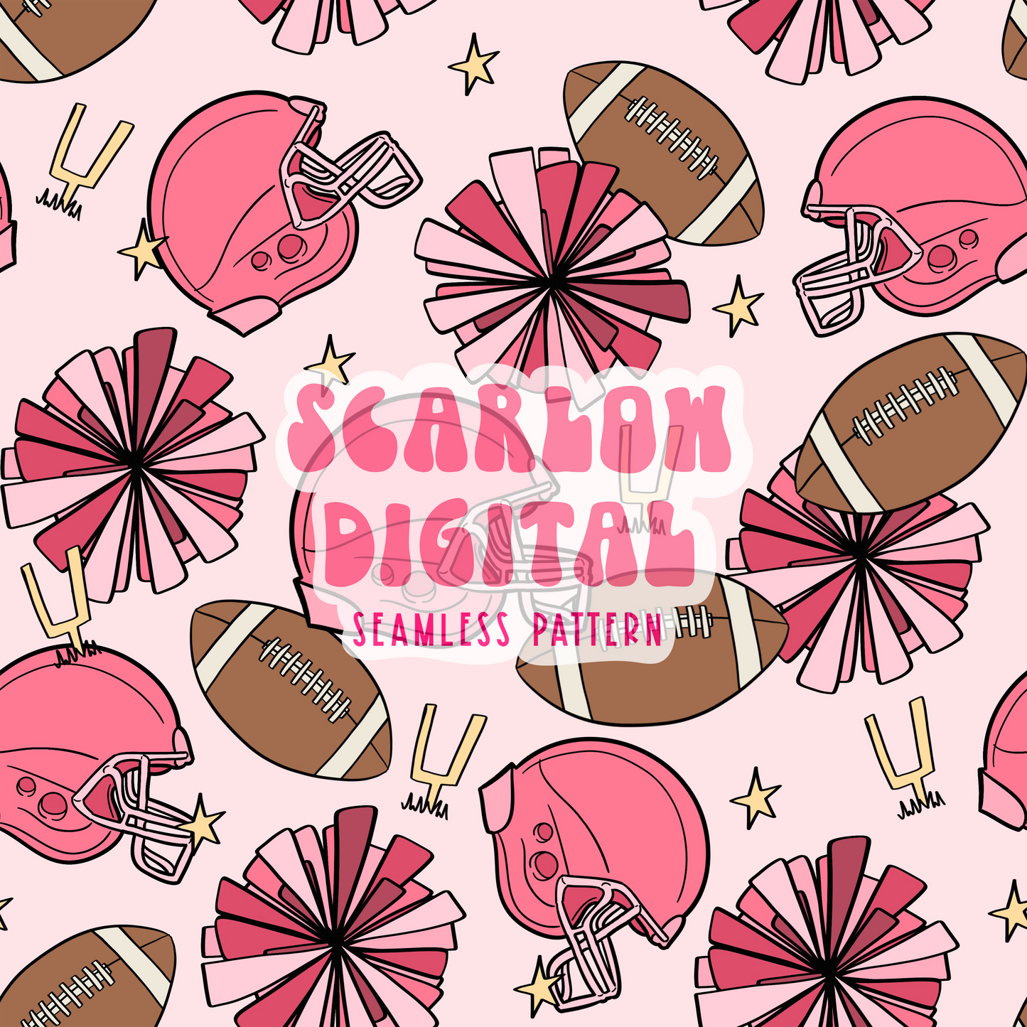 Football Doodles Seamless Pattern-Football Sunday Sublimation Digital Design Download-blue football seamless file, little boy seamless file