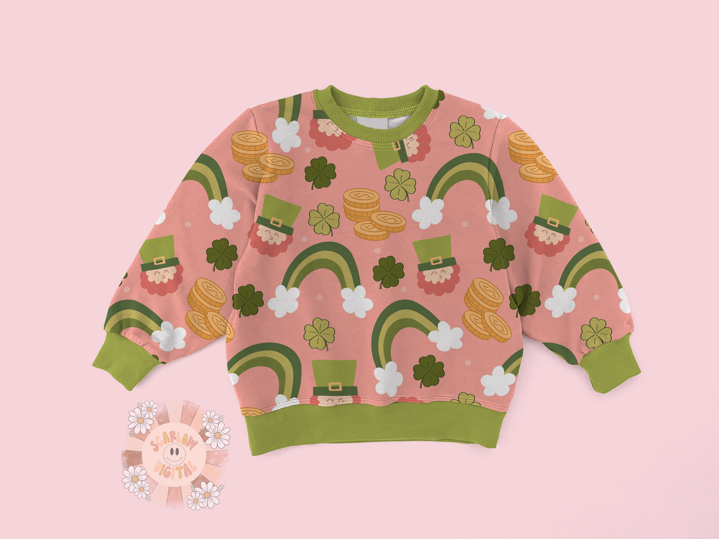 Lucky Leprechaun Seamless Pattern-Saint Patrick’s Day Sublimation Digital Design Download-leprechaun seamless file, rainbow seamless file
