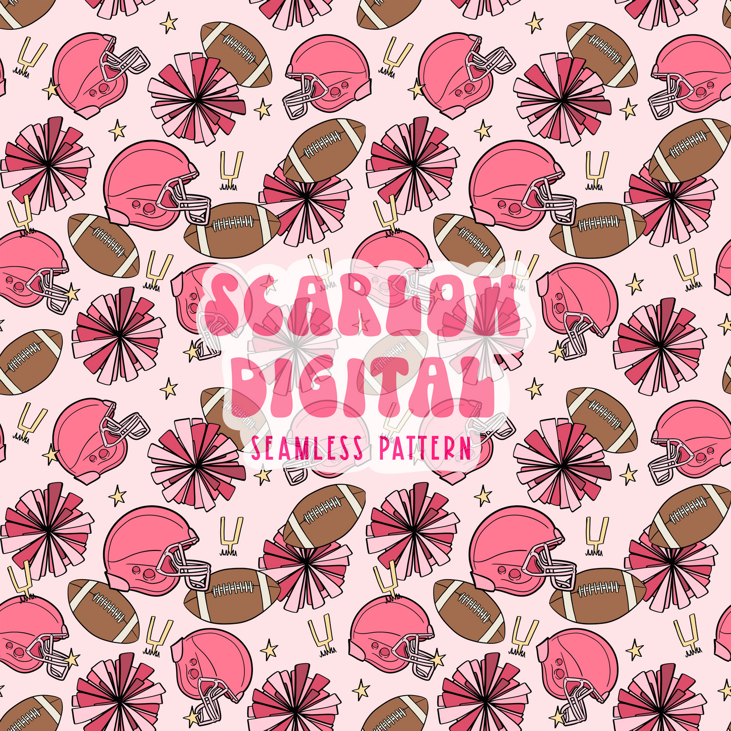 Football Doodles Seamless Pattern-Football Sunday Sublimation Digital Design Download-blue football seamless file, little boy seamless file