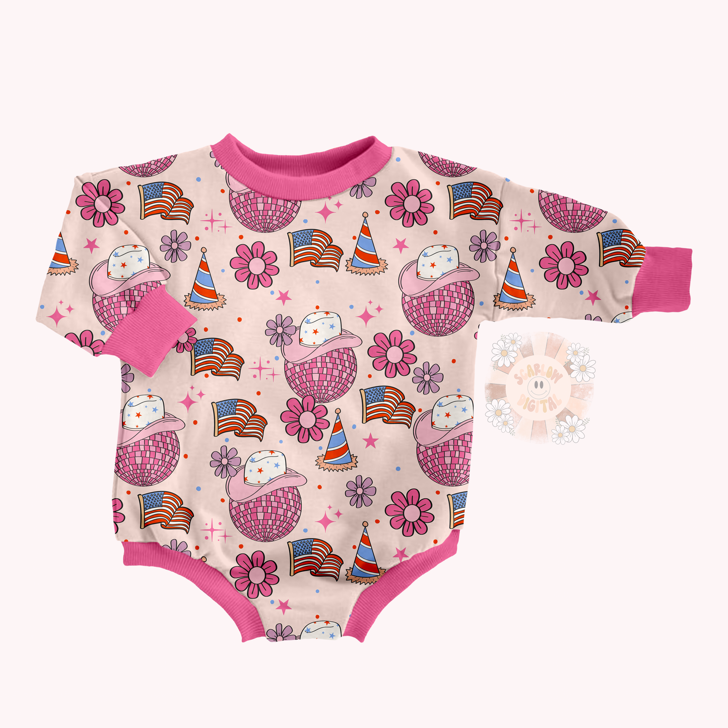 Fourth of July Seamless Pattern-Independence Day Sublimation Digital Design Download-disco ball seamless file, cowboy hat seamless pattern