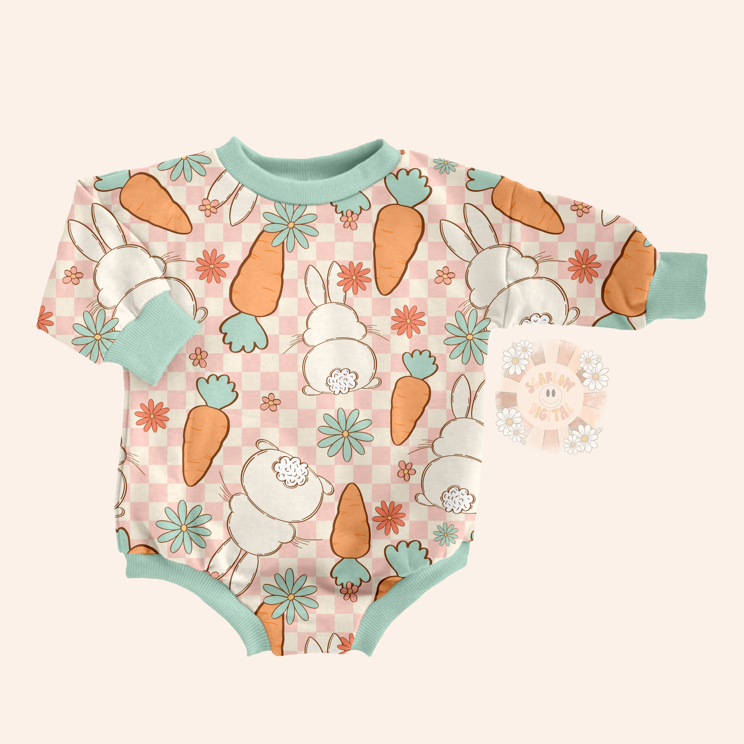 Bunny and Carrots Seamless Pattern-Easter Sublimation Digital Design Download-girl easter seamless file, floral sublimation, bunny babe jpg