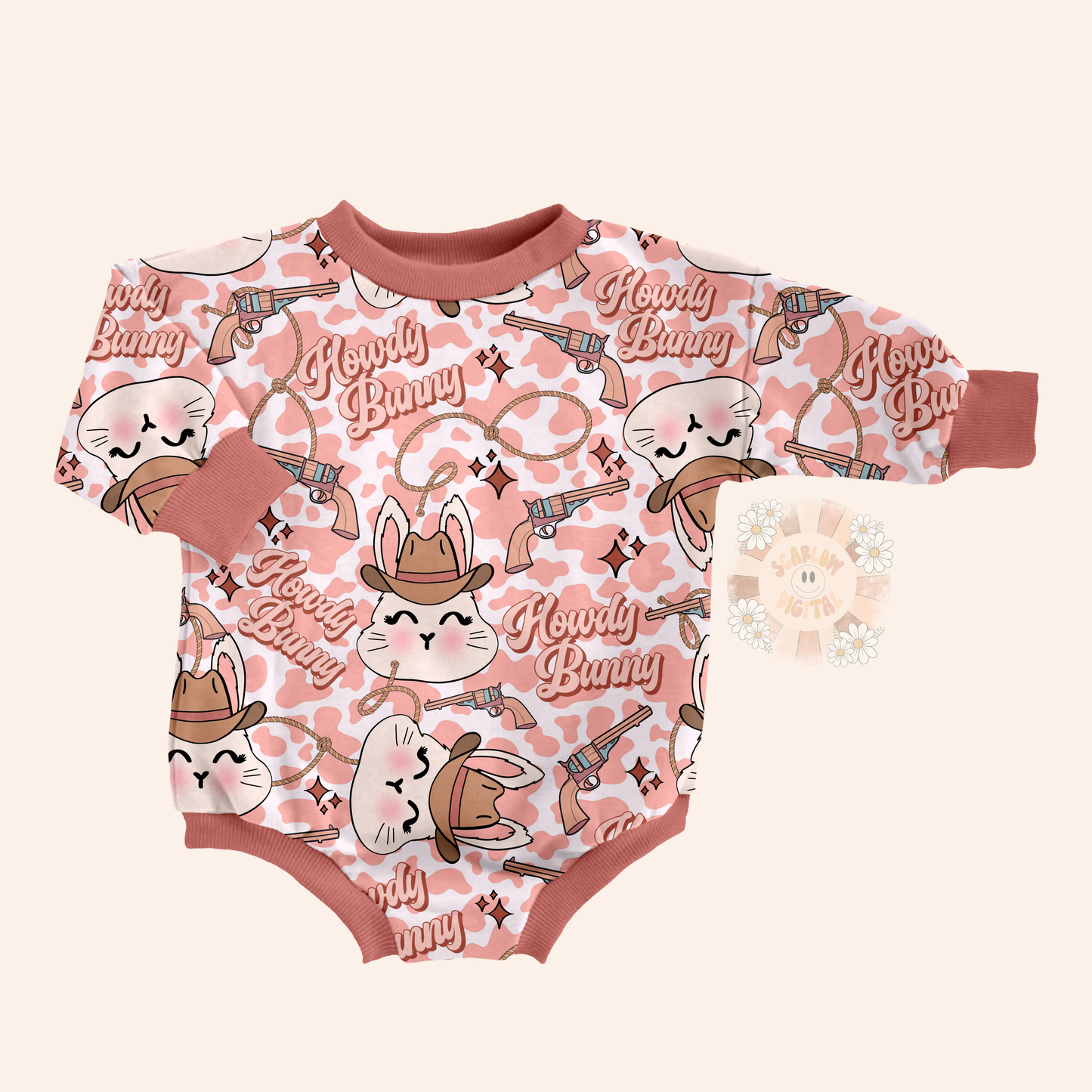 Howdy Bunny Seamless Pattern-Easter Sublimation Digital Design Download-western seamless pattern, cowgirl seamless file, girl easter seamless