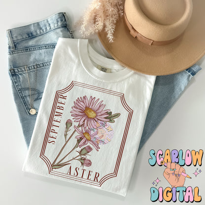 September Birth Flower PNG Digital Design